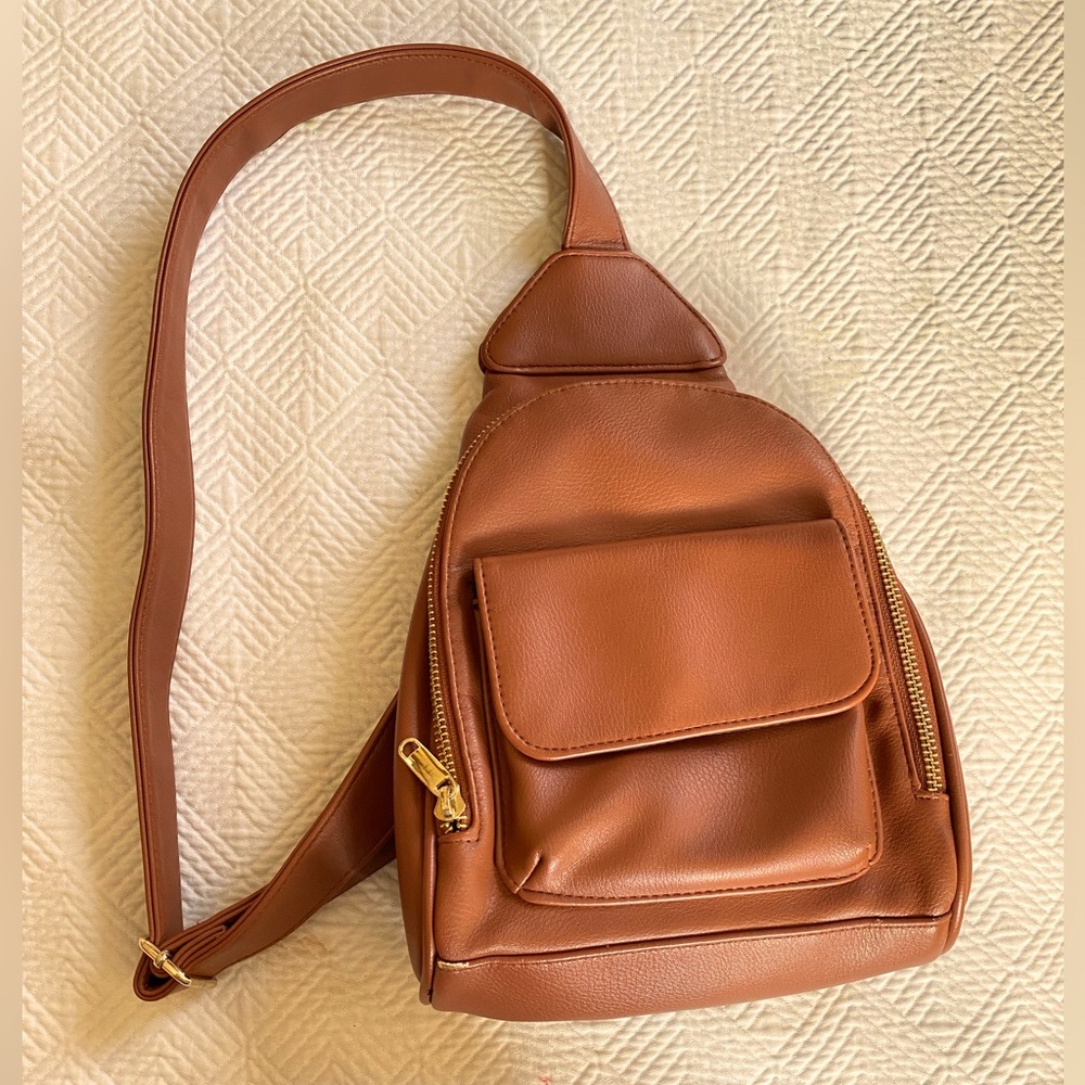 Wild Fable Crossbody Sling Faux Leather Brown Bag